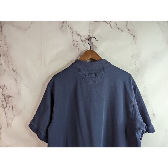 Duluth Shirt Mens Large Blue Polo Short Sleeve Navy Gusseted Top Trading Co - Picture 6 of 9